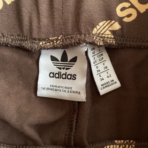 Adidas Originals Woman Logomania Repeat Logo Monogram Leggings Brown & Tan - Picture 5 of 7